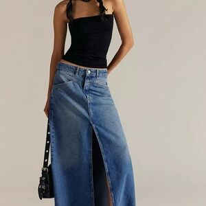 We The Free Blue Denim Skirt
